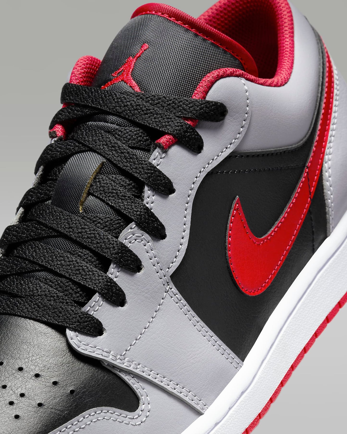 Black Cement Grey Fire Red Air Jordan 1 Low