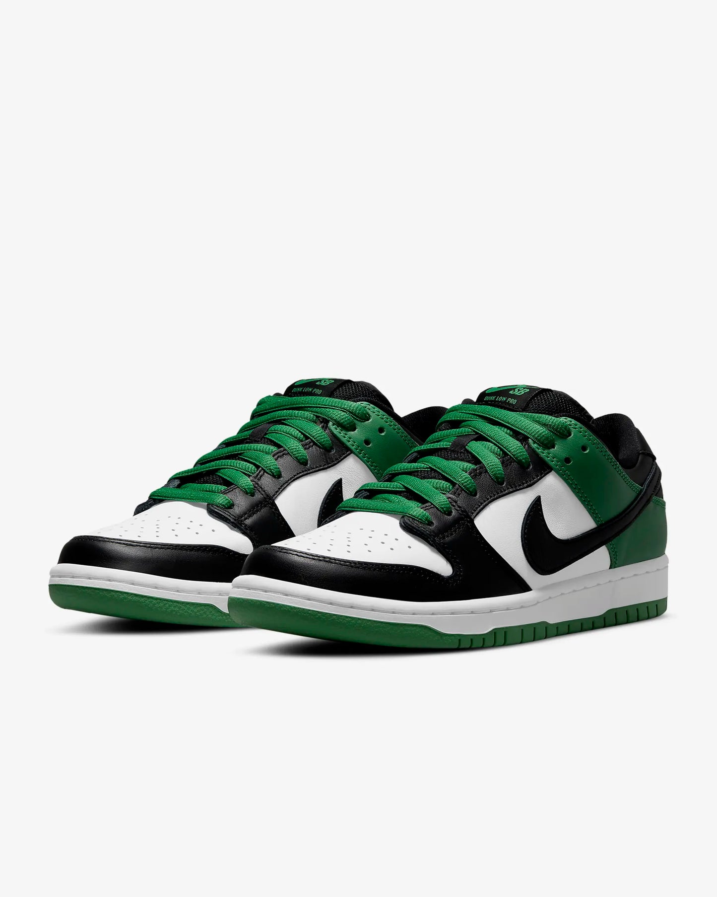 Black White And Classic Green Nike SB Dunk Low Pro