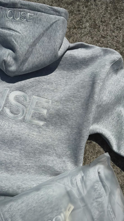 Ash Grey Mouse Core Embroidery Hoodie