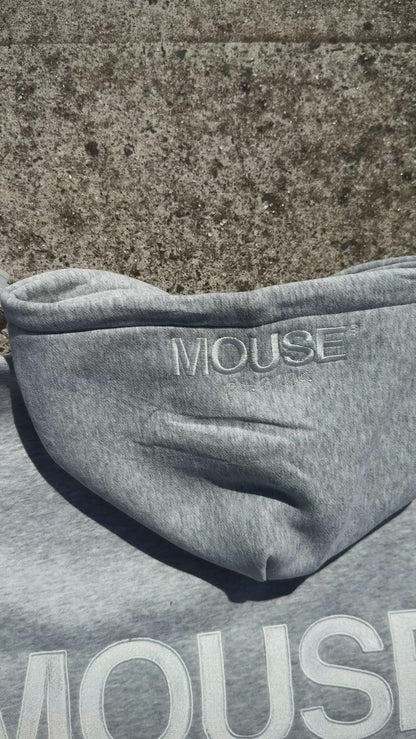 Ash Grey Mouse Core Embroidery Hoodie